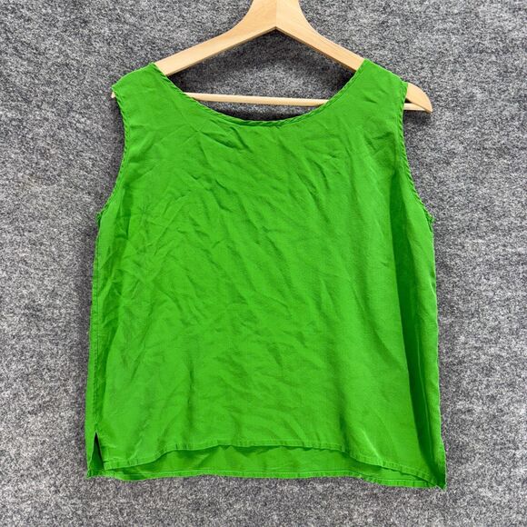 Vivinne X Blouse Women XL Green Sleeveless Wide Strap Silk Round Neck Casual - Picture 2 of 6